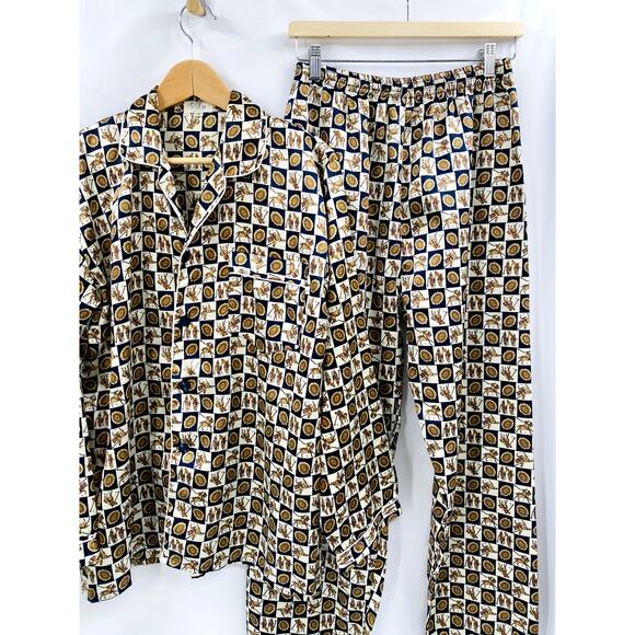 Vintage Silky Satin Americana Horse Checkered Pajamas - Picture 3 of 5